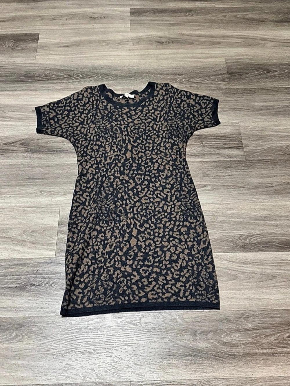 LOFT Animal Print Mini Dress in Black & Brown Size Medium Like N